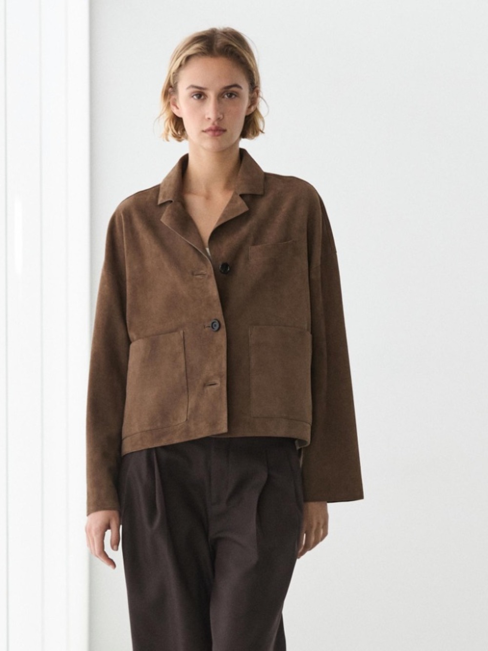 Massimo Dutti NWT Flowing suede leather jacket brown 4751/611